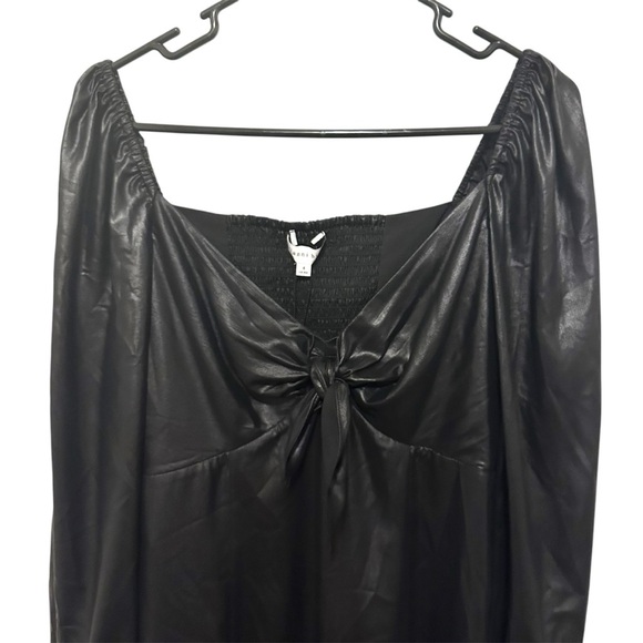 NWT Gianni Bini Star Struck Liquid Black Mini Dress Babydoll Size 4 Long Sleeves - Picture 4 of 11